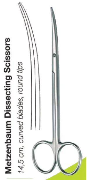 Metzenbaum Dissecting Scissors 14.5cm, curved blades (46.431.14)