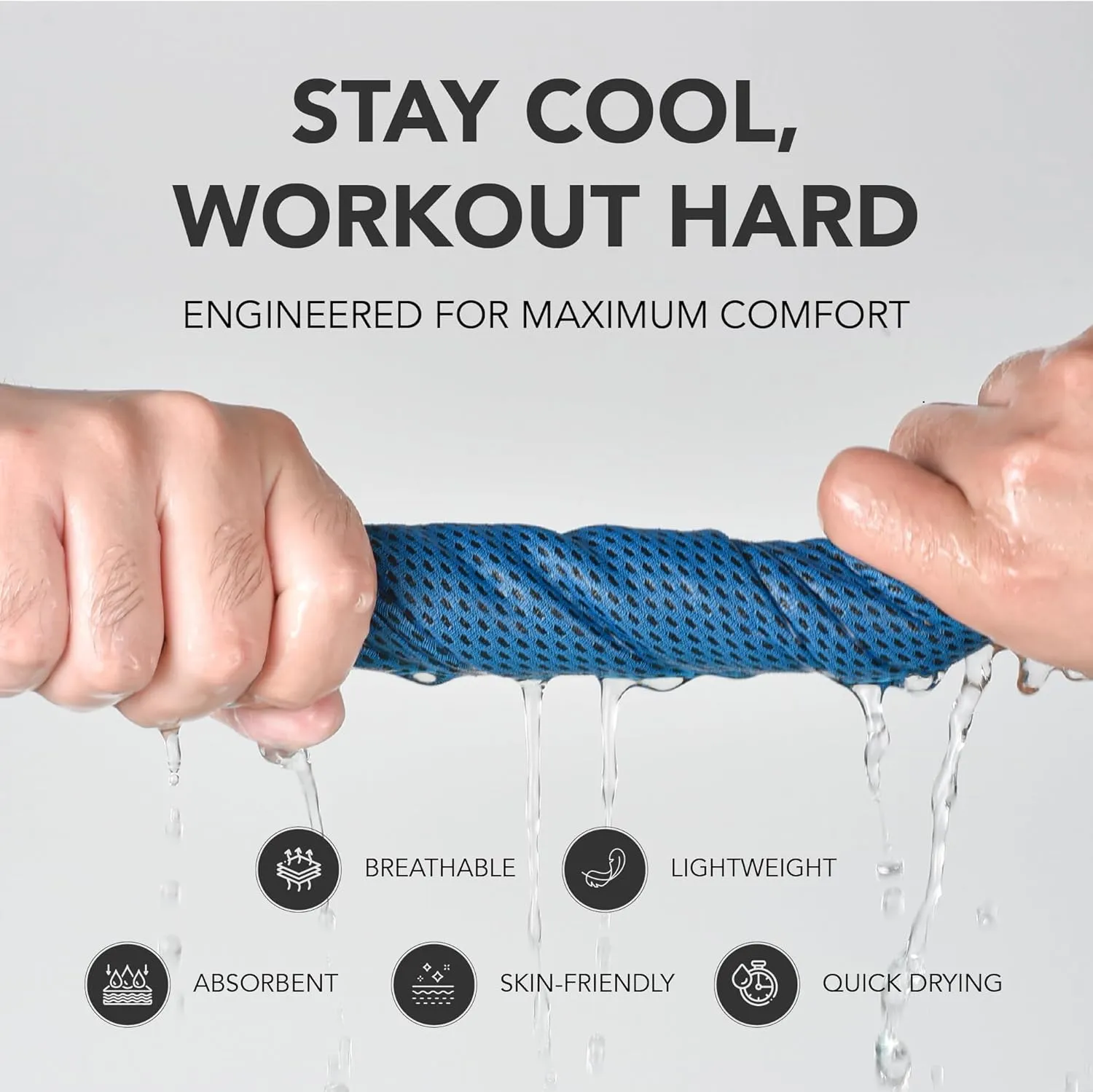Microfiber Cooling Towels for Neck and Face - 4 Pack 40x12” Mesh Quick Dry Gym Towels for Working Out with Waterproof Bag and Carabiner - Sweat Rag for Gym, Sports, Outdoor Activities