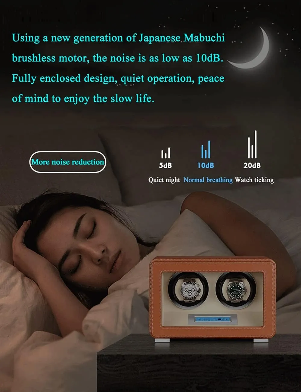 Microfiber Leather Watch Winder, 4slot, Quiet Motor, Fiberboard Case, Smart Touch, Acrylic, LED Light, 6 Modes, Watch Shaker Watch Winder Display Watch Box Case Watch Storage
