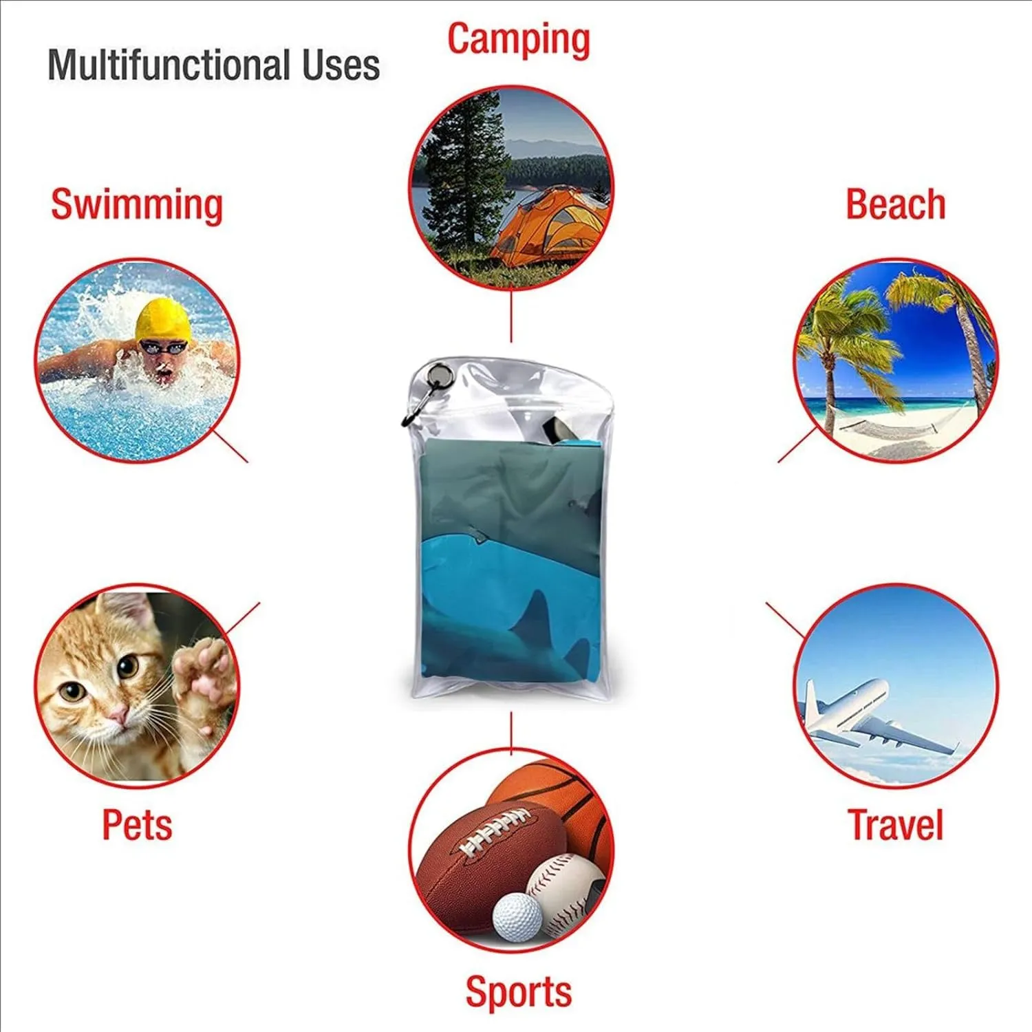 Microfiber Lightweight Beach Towel Sand Free Quick Dry Absorbent Camping Towels Hammerhead Sharks Compact Gym Towel Ultra Soft Bath Towels Travel Sports Towel for Adult Gift 31.5"x63"