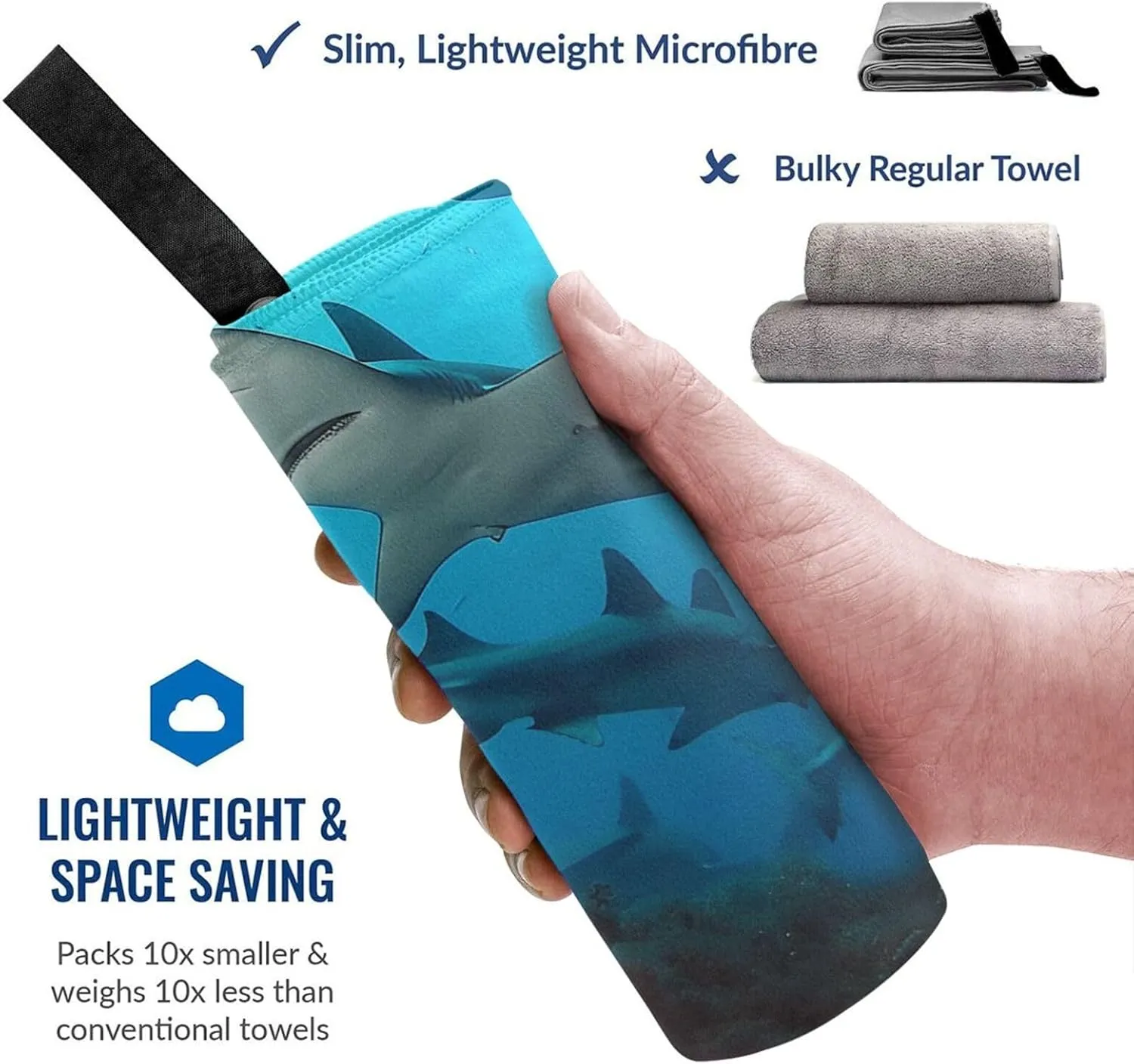 Microfiber Lightweight Beach Towel Sand Free Quick Dry Absorbent Camping Towels Hammerhead Sharks Compact Gym Towel Ultra Soft Bath Towels Travel Sports Towel for Adult Gift 31.5"x63"