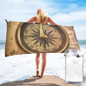 Microfiber Lightweight Beach Towel Sand Free Quick Dry Absorbent Camping Towels Law of the Compass Navigation Compact Gym Towel Ultra Soft Bath Towels Travel Sports Towel for Adult Gift 27.5"x55"