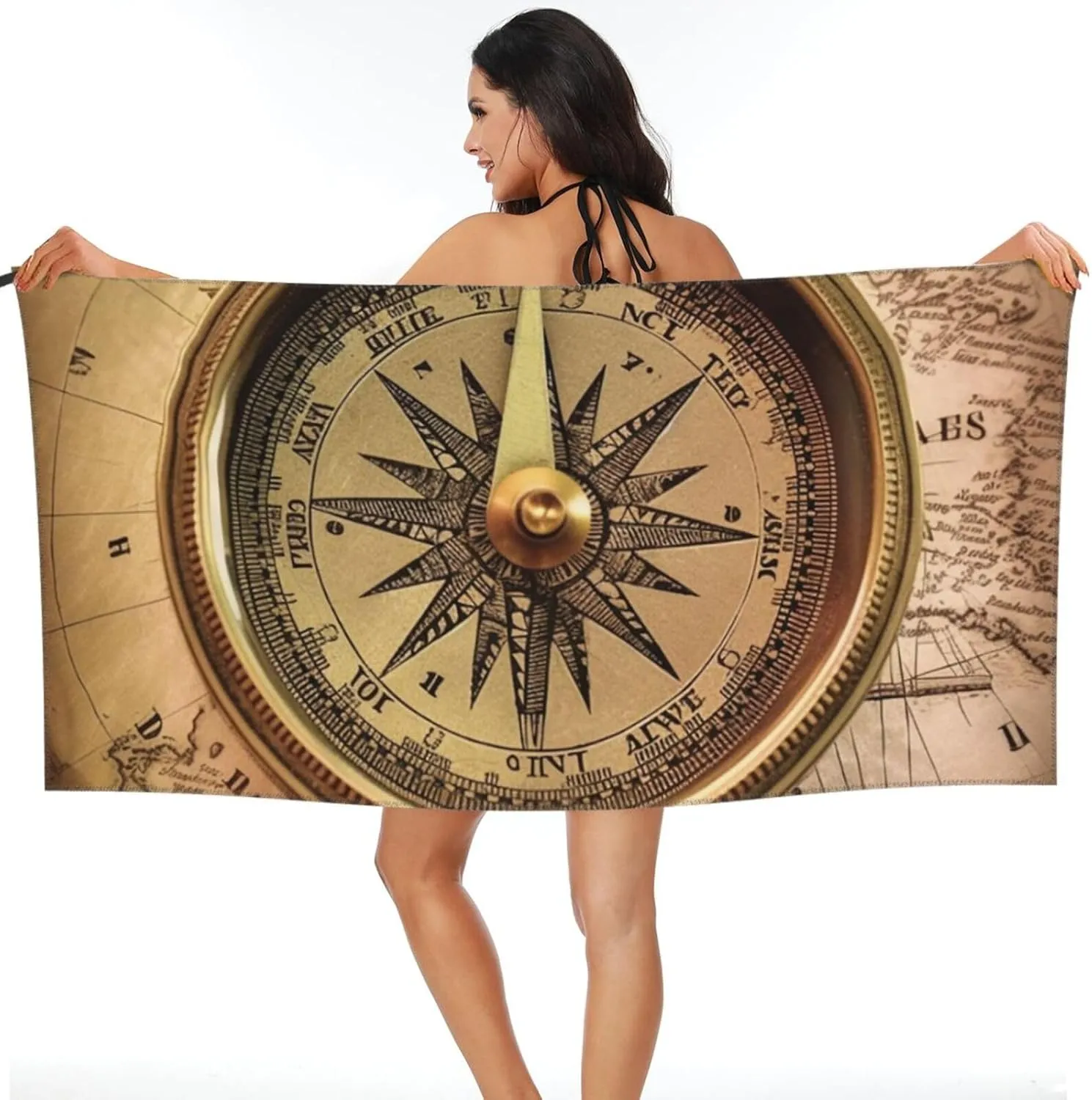 Microfiber Lightweight Beach Towel Sand Free Quick Dry Absorbent Camping Towels Law of the Compass Navigation Compact Gym Towel Ultra Soft Bath Towels Travel Sports Towel for Adult Gift 27.5"x55"