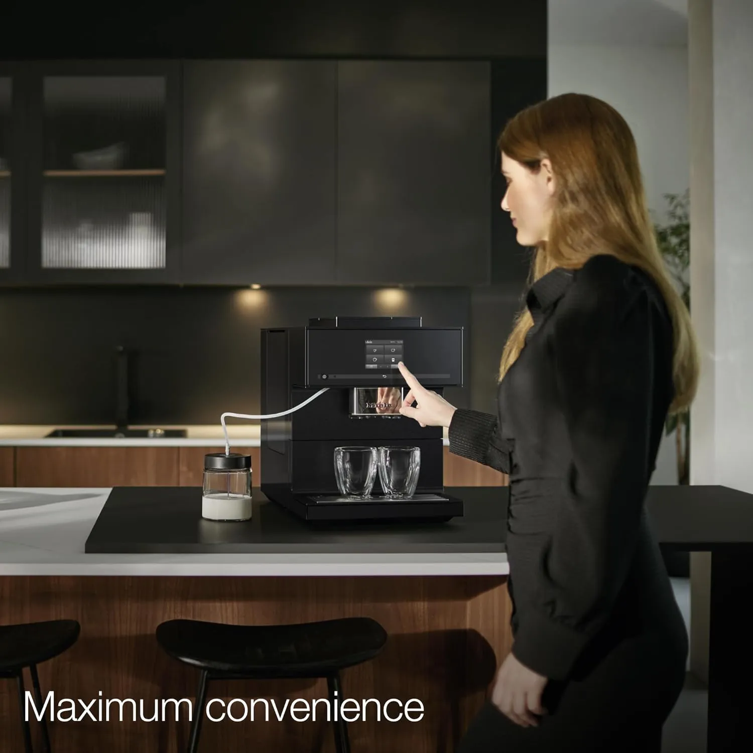 Miele CM 7750 CoffeeSelect Automatic Coffee Machine - OneTouch for Two, AromaticSystem, 10 individual profiles, DoubleShot, CupSensor, WiFi-compatible, automatic descaling, in Obsidian Black