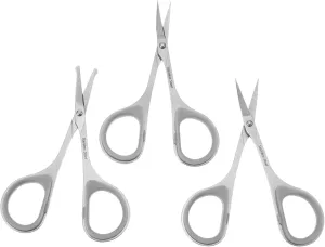 Mikinona 3Pcs Stainless Steel Makeup Scissors Set for Facial Hair Trimming Includes Pointed Curved Tip Scissors for Eyebrow Mustache Nose Hair Grooming
