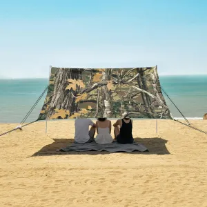 Military Camouflage Tree Forest Beach Canopy Tent Anti-UV & Wind Resistant, Camping Sun Shelter Easy Setup Portable,Outdoor Shade Tents with Sandbags,Sand Shovels,Ground Pegs & Stability Poles