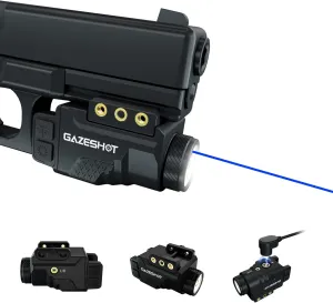 Mini 700 Lumen Pistol Light Laser Combo Weapon Light Tactical Flashlights, Magnetic USB Rechargeable with Blue Beam Sight and Strobe Mode for GL Glock and Picatinny Rail