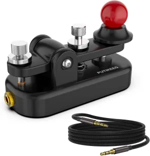Mini Morse Radio Key CW HAM Send Telegram Double Paddle Morse Code Key with Aluminum Alloy Body Base Black(S)