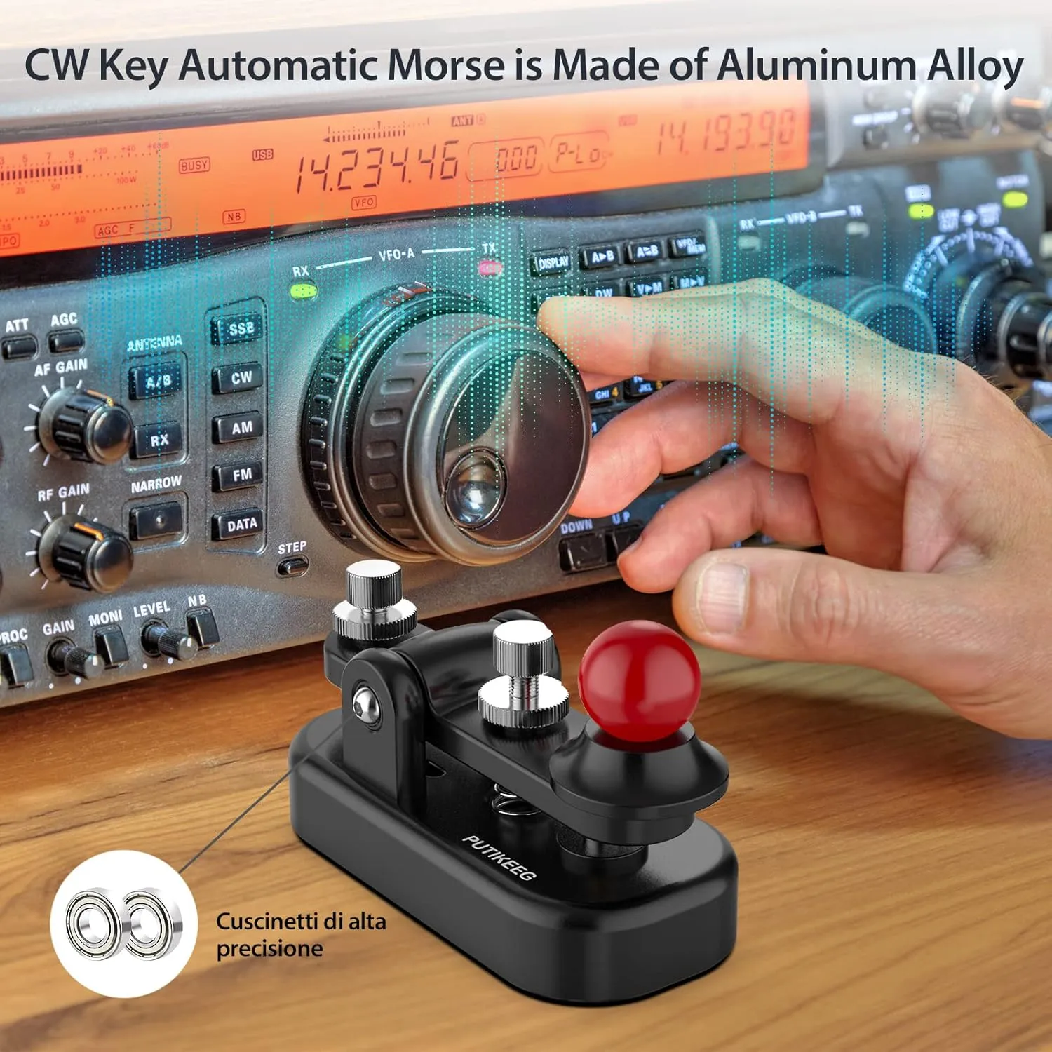 Mini Morse Radio Key CW HAM Send Telegram Double Paddle Morse Code Key with Aluminum Alloy Body Base Black(S)
