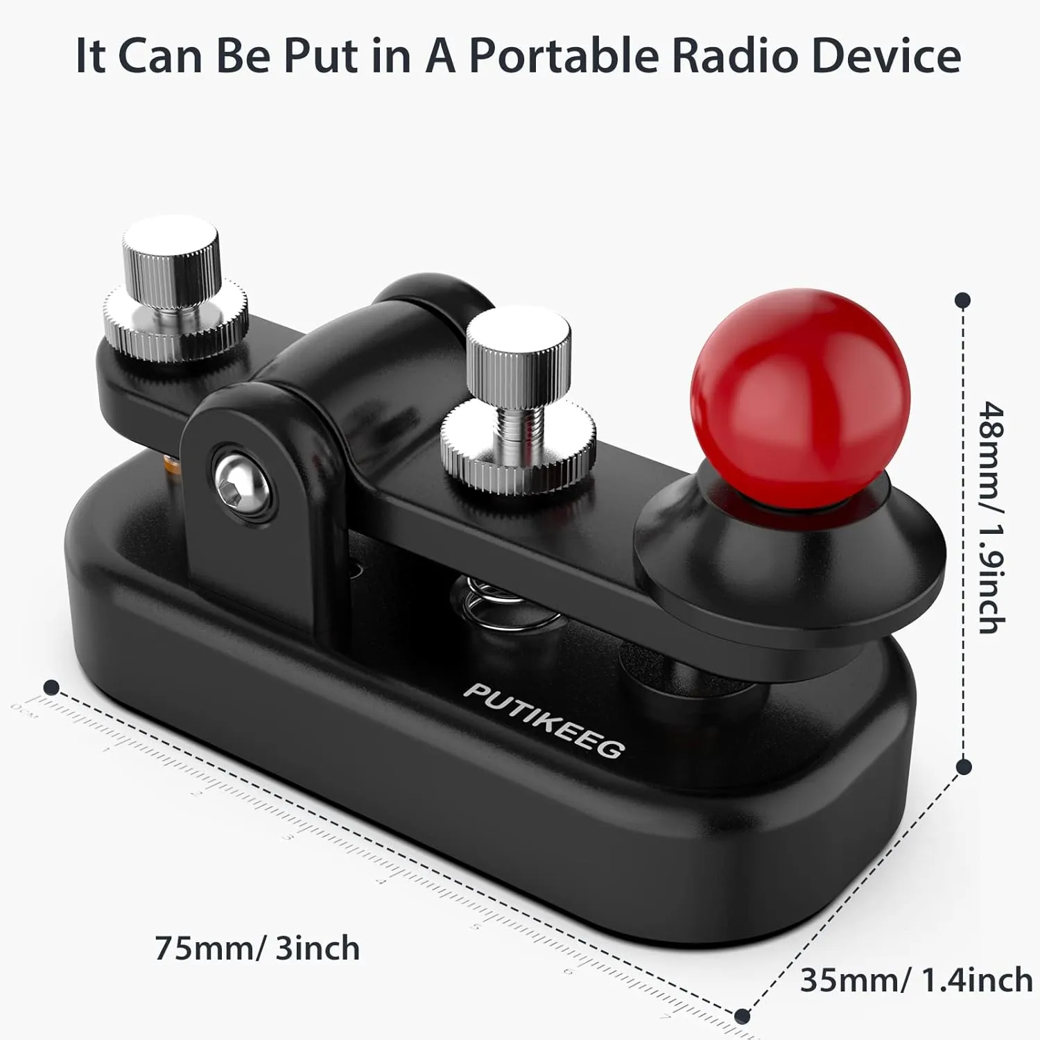 Mini Morse Radio Key CW HAM Send Telegram Double Paddle Morse Code Key with Aluminum Alloy Body Base Black(S)