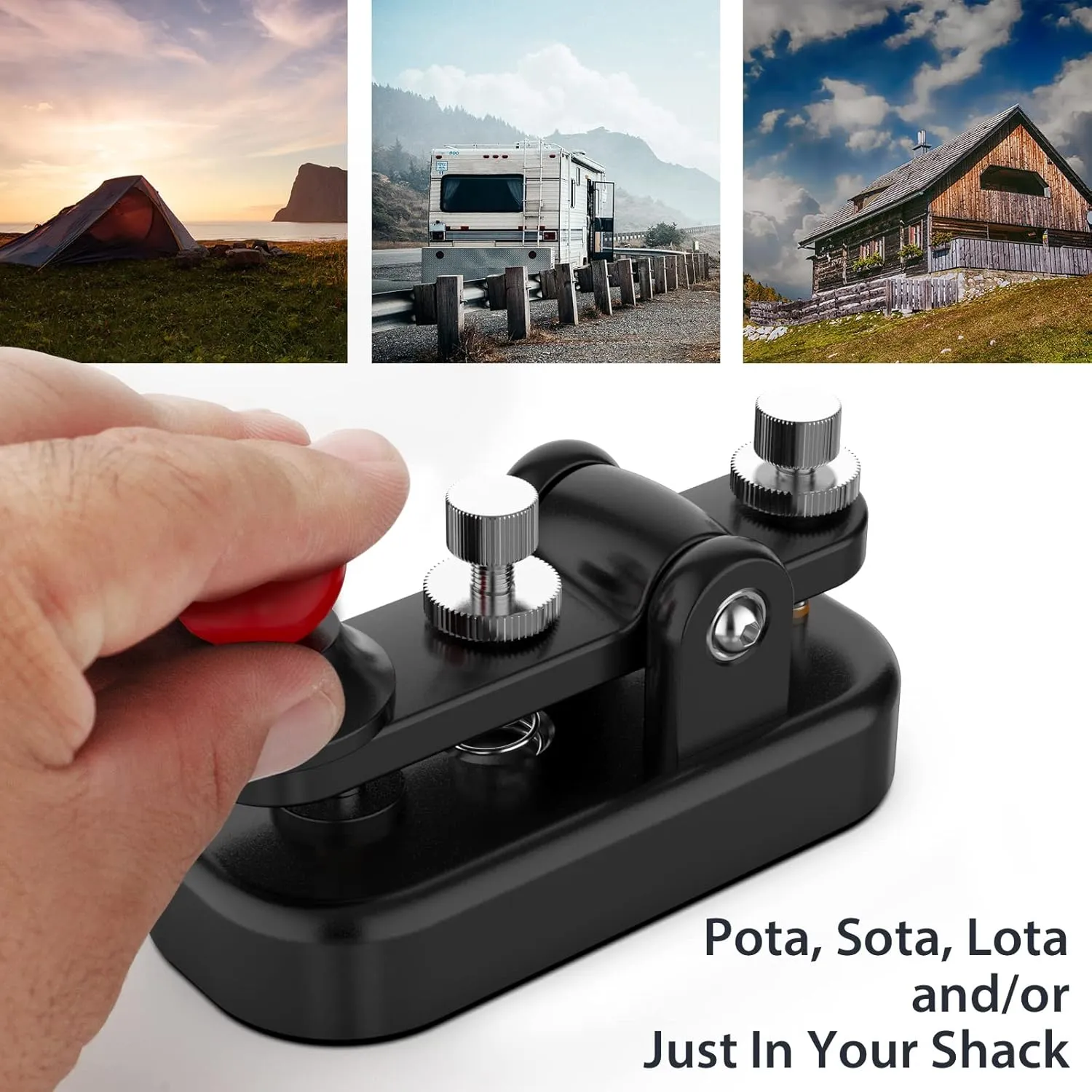 Mini Morse Radio Key CW HAM Send Telegram Double Paddle Morse Code Key with Aluminum Alloy Body Base Black(S)