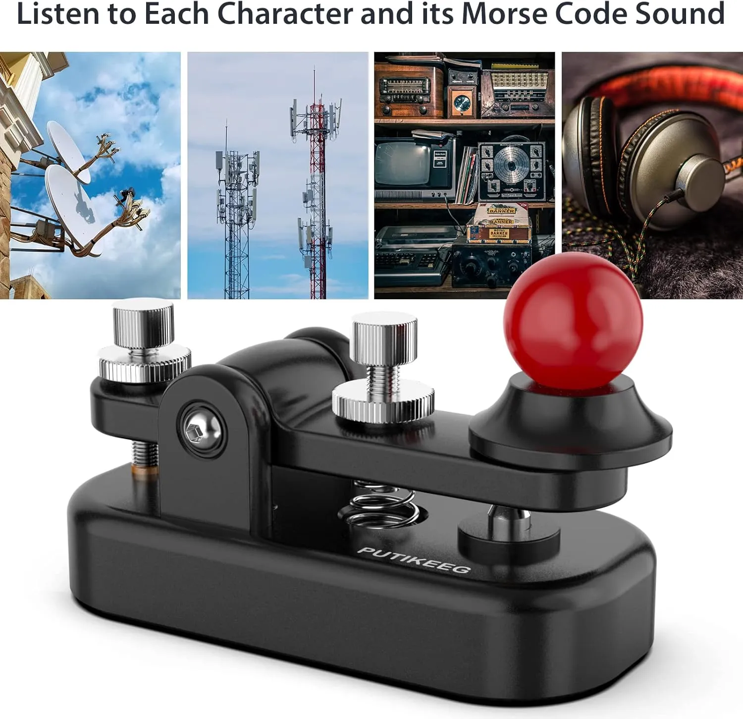 Mini Morse Radio Key CW HAM Send Telegram Double Paddle Morse Code Key with Aluminum Alloy Body Base Black(S)