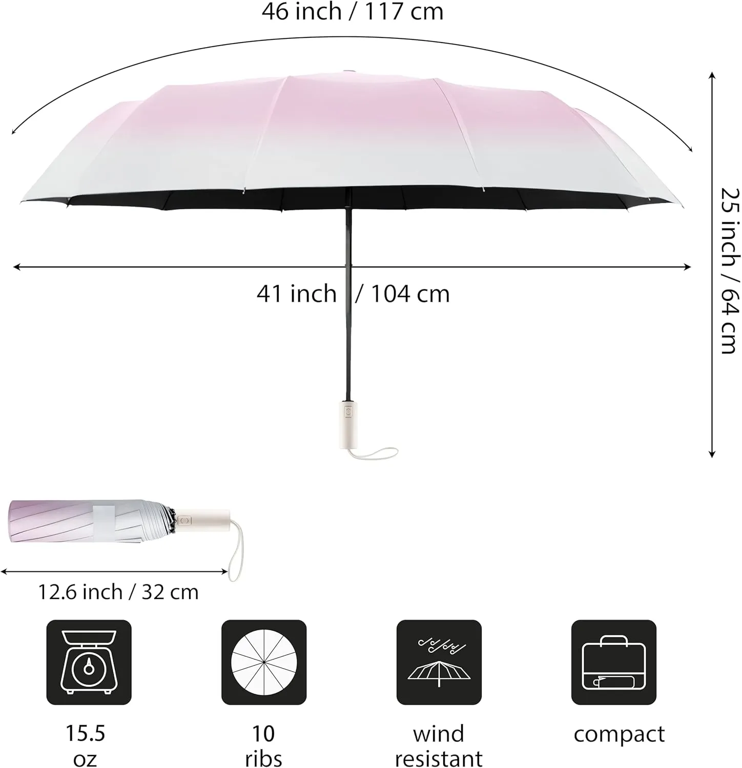 Mini Travel Umbrella Purse with Case Compact, Lightweight, UV Umbrella UPF 50  Sun Protection, Windproof Portable Parasol for Women, Men & Kids