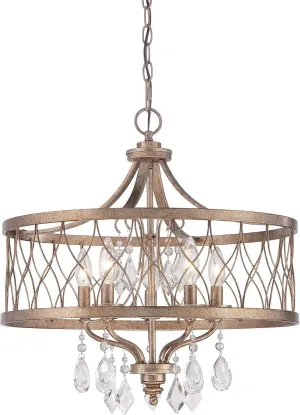 Minka Lavery 4404-581 West Liberty Dining Room Crystal Chandelier Pendant Lighting, 5 Light, 300 Watts, Olympus Gold