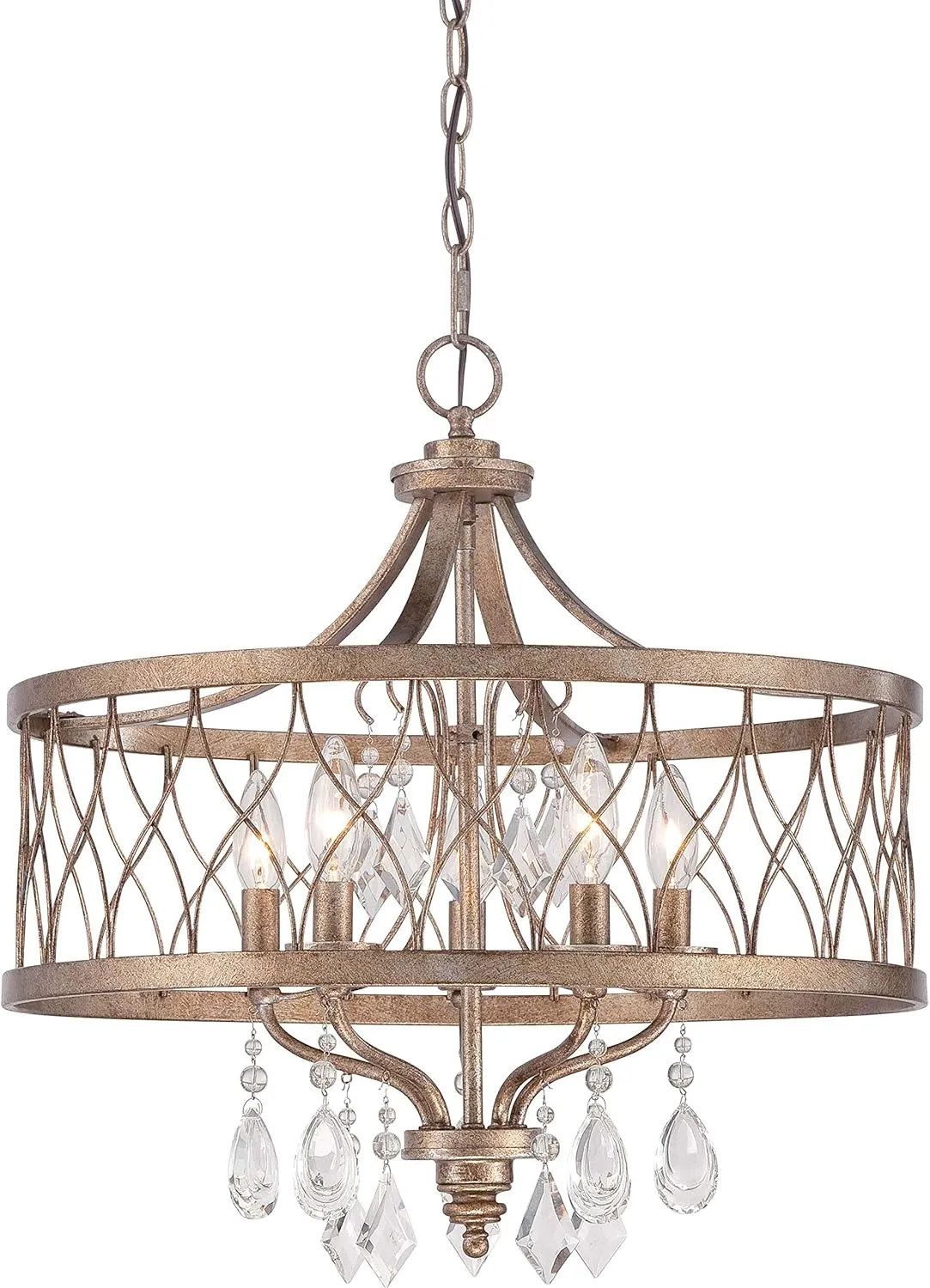Minka Lavery 4404-581 West Liberty Dining Room Crystal Chandelier Pendant Lighting, 5 Light, 300 Watts, Olympus Gold