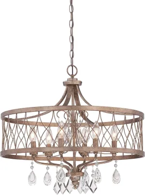 Minka Lavery 4406-581 West Liberty 1 Tier Dining Room Crystal Chandelier Pendant Lighting, 6 Light, 360 Watts, Olympus Gold