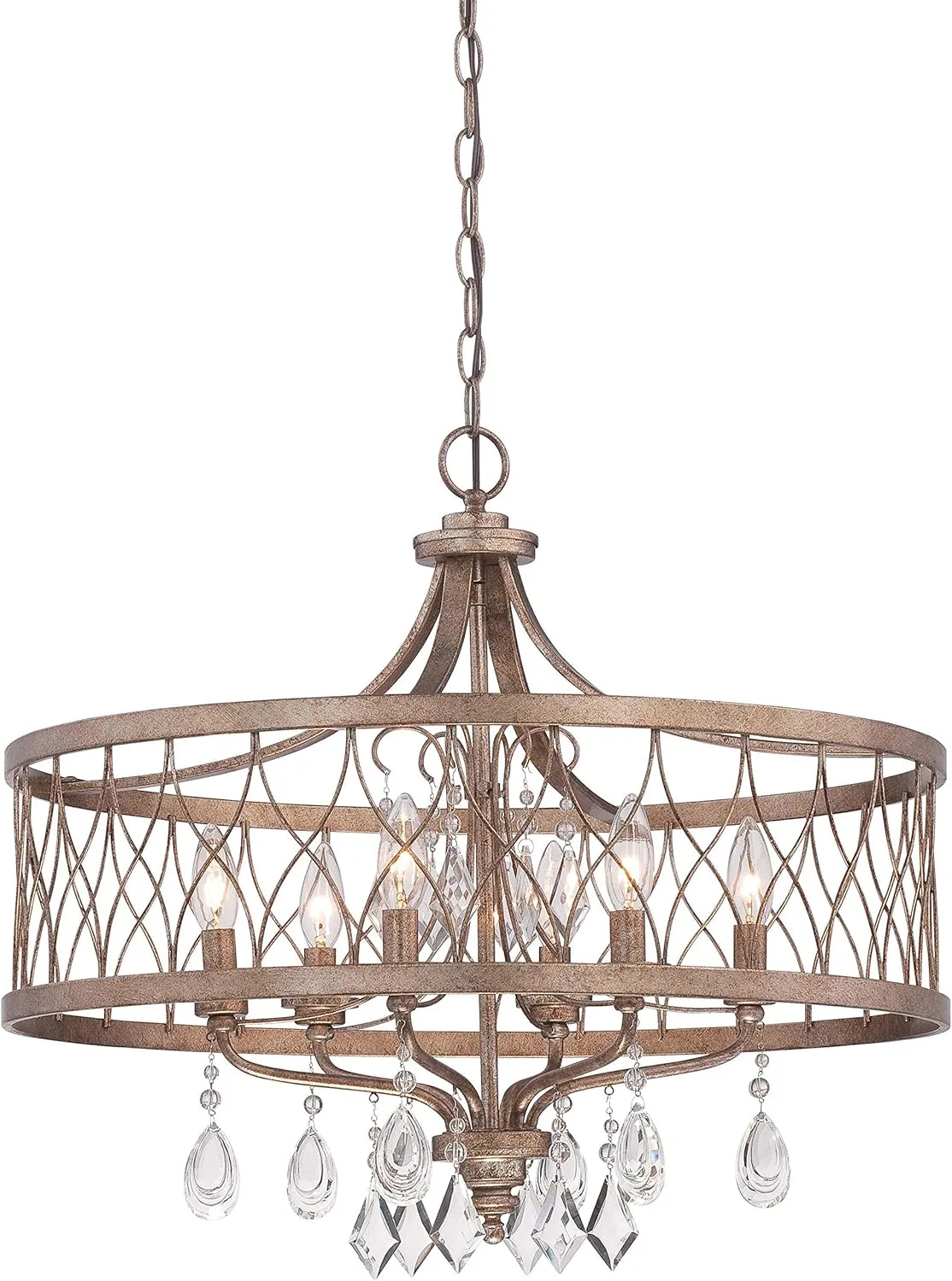 Minka Lavery 4406-581 West Liberty 1 Tier Dining Room Crystal Chandelier Pendant Lighting, 6 Light, 360 Watts, Olympus Gold