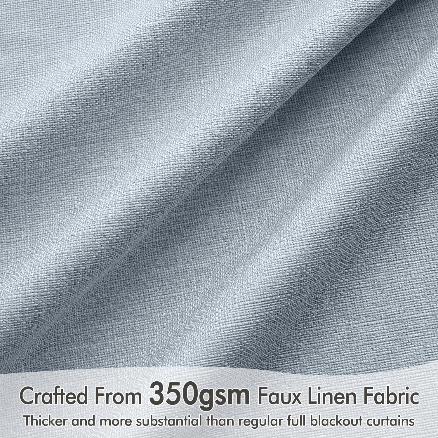 MIULEE 100% Blackout Curtains 84 Inch Long 2 Panels Set for Bedroom, Thick Faux Linen Black Out Curtain Room Darkening Back Tab Pleat Window Textured Drapes with Hooks for Living Room, Chambray Blue