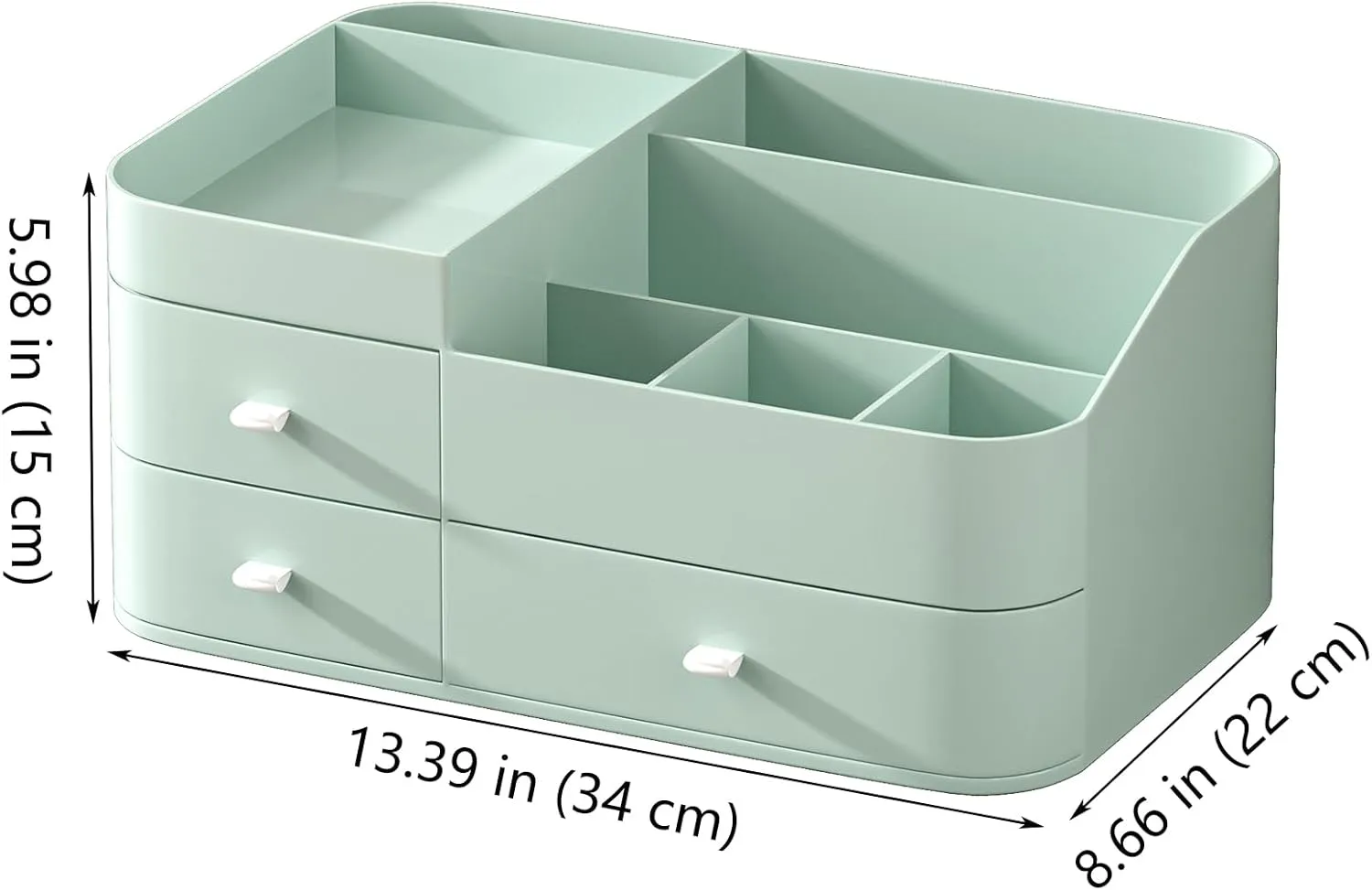 MIUOPUR Makeup Organizer for Vanity, Large Capacity Desk Organizer with Drawers for Cosmetics, Lipsticks, Jewelry, Nail Care, Skincare, Ideal for Bedroom and Bathroom Countertops - Large Green