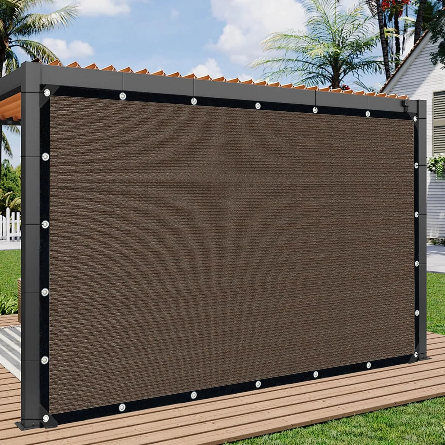 Mocha Sun Shade Cloth,Pergola Shade Cover with Reinforced Grommets,90% Shade Fabric Fence Privacy Screen Balcony,Pergola Shade Cover Canopy Garden Carport Porch Deck Patio Shade Cover,10x10FT