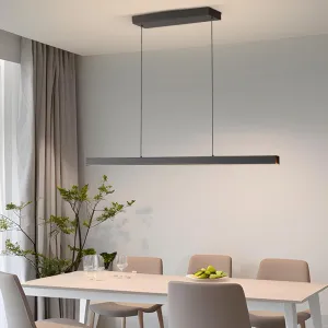 Modern Ceiling Pendant Light,57in LED Black Linear Ceiling Chandelier Light Dining Room,Living Room,Warm & Cool, Neutral Light,Aluminum Island Lighting Hanging Pendant Light for Kitchen