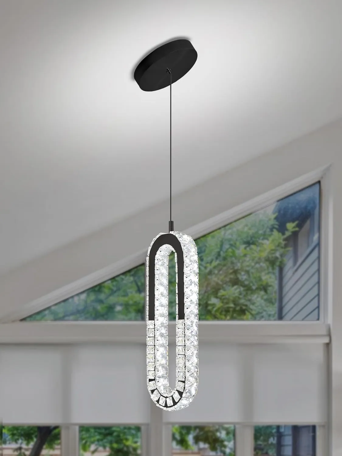 Modern Pendant Lighting 1-Light Chandelier Black Pendant Light Indoor Hanging Light Fixture for Kithchen Island Dinning Room Bedroom