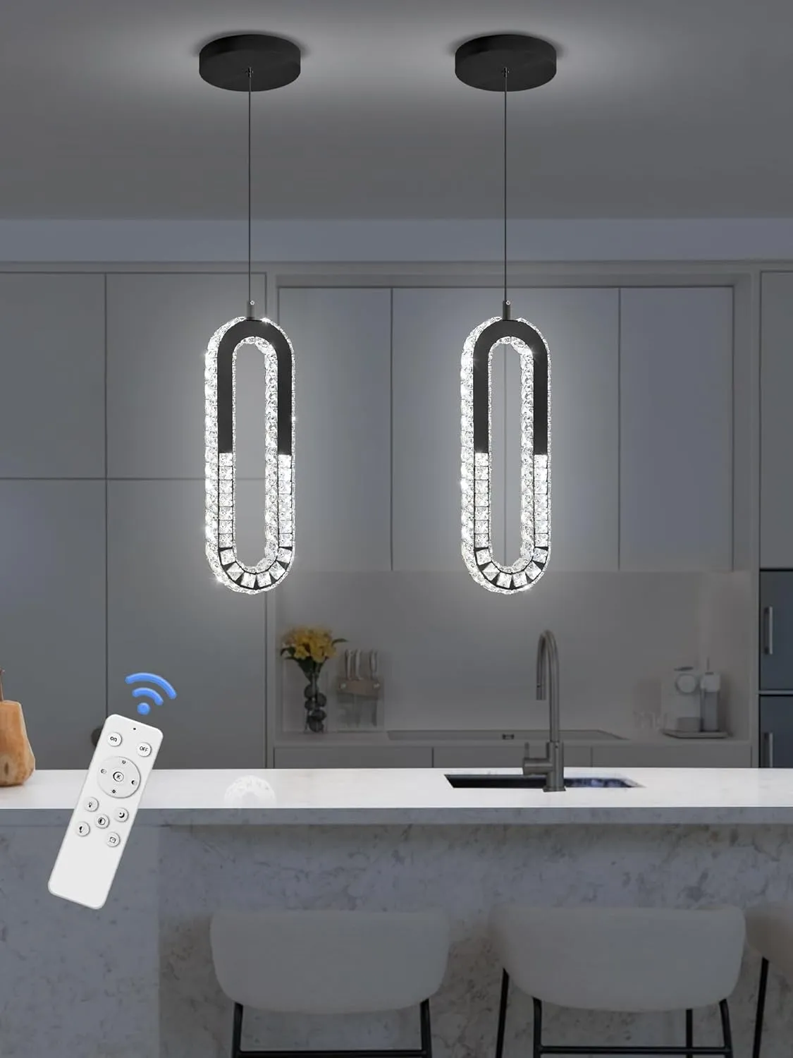 Modern Pendant Lighting 1-Light Chandelier Black Pendant Light Indoor Hanging Light Fixture for Kithchen Island Dinning Room Bedroom