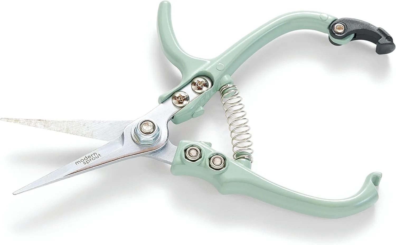 Modern Sprout Pruning Shears - Herb Snipping Scissors- Lightweight Gardening Tools W/Easy Lock - Flower Cutter Garden Shears - Carbon Steel Blade   Plastic-Free Reusable Holster (Green, 1-Pack)