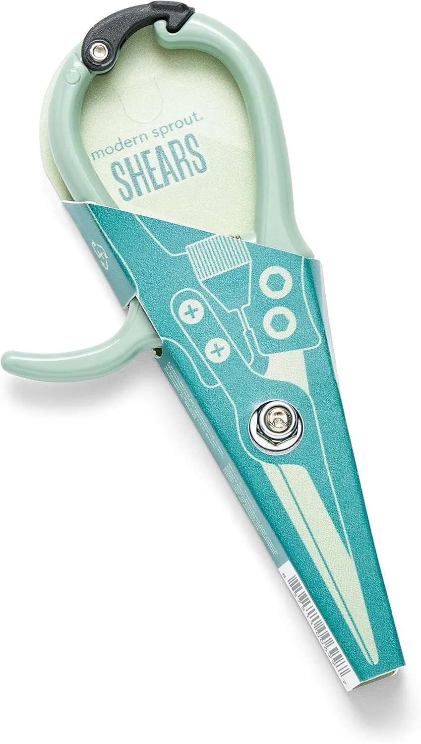 Modern Sprout Pruning Shears - Herb Snipping Scissors- Lightweight Gardening Tools W/Easy Lock - Flower Cutter Garden Shears - Carbon Steel Blade   Plastic-Free Reusable Holster (Green, 1-Pack)
