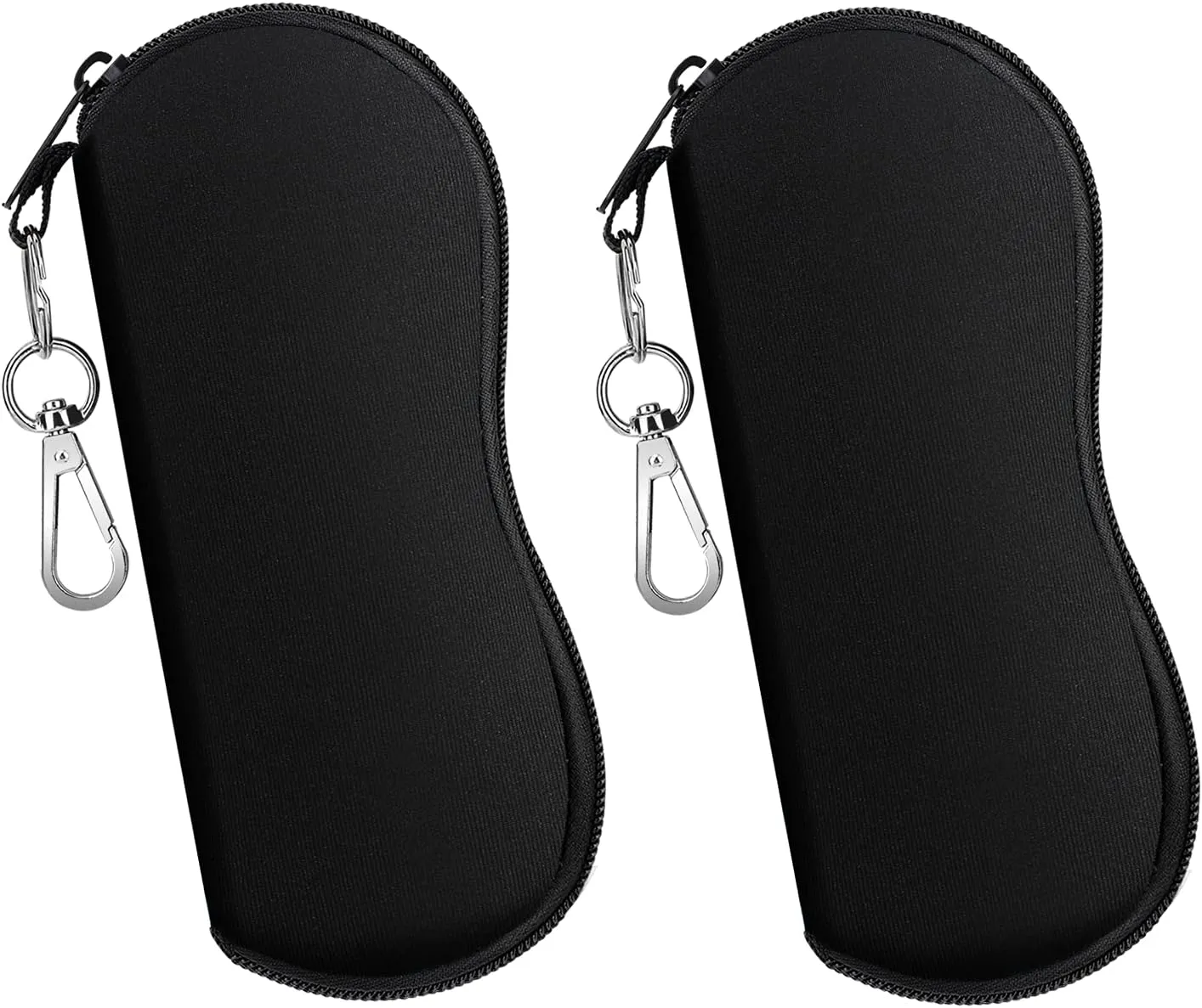MoKo Sunglasses Soft Case 2 Pack, Ultra Light Portable Neoprene Zipper Glasses Case, Eyeglass Safety Pouch Box with Belt Clip