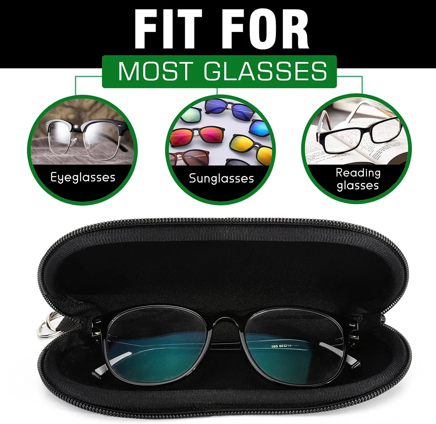 MoKo Sunglasses Soft Case 2 Pack, Ultra Light Portable Neoprene Zipper Glasses Case, Eyeglass Safety Pouch Box with Belt Clip
