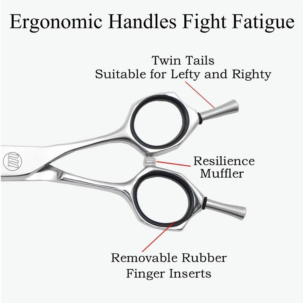 Moontay Professional 7.0" Dog Grooming Chunkers Scissors, Upward Curved Pets Grooming Thinning/Blending Shears - Japan 440C Stainless Steel for Pet Groomers or Family DIY Use