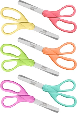 Mr. Pen- Kids Scissors, 6 Pack, 5 Inch, Colored Safety Scissors for Kids, Preschool Happy Hues color