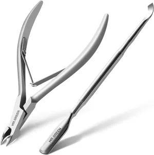 MR.GREEN Cuticle Nippers Nail Manicure Scissors Cuticle Clippers Trimmer Dead Skin Remover Stainless Steel Cutters Beauty Tool With Pusher (Mr-1028 Pusher)