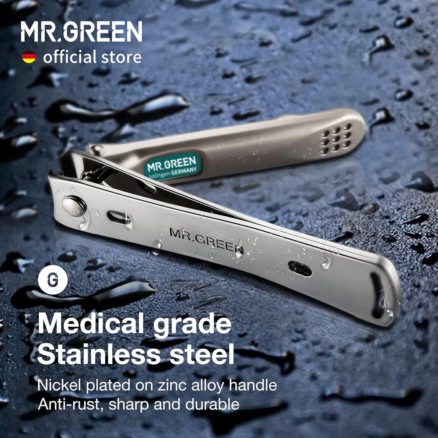 MR.GREEN Nail Clippers Curved Blades Fingernail Cut Nippers Manicure Scissors Stainless Steel Pedicure Tools (Large Glass File)