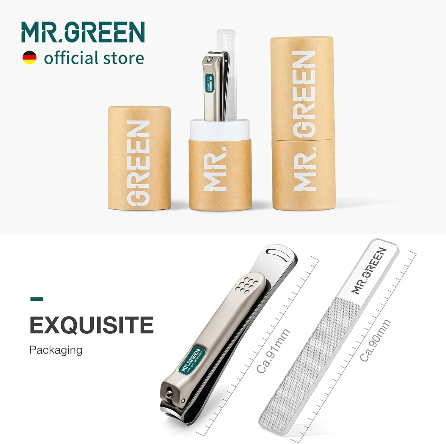 MR.GREEN Nail Clippers Curved Blades Fingernail Cut Nippers Manicure Scissors Stainless Steel Pedicure Tools (Large Glass File)