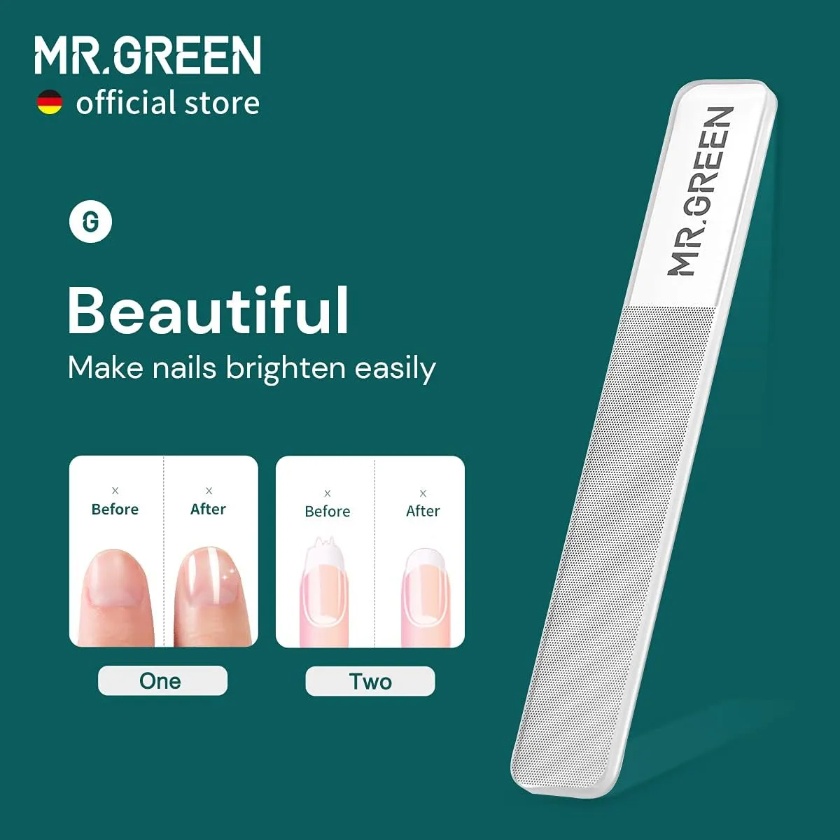 MR.GREEN Nail Clippers Curved Blades Fingernail Cut Nippers Manicure Scissors Stainless Steel Pedicure Tools (Large Glass File)