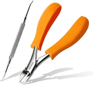 MR.GREEN Nail Clippers Toenail Cutters Anti-Splash Professional Ingrown Thick Hard Nail Scissors Pedicure Tools Manicure Sets (Orange Handle Nail Remover)