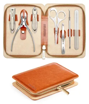 MR.GREEN Upgraded Manicure Set, German Stainless Nail Clippers Set w/Anti Splash Cather, Seiko Quality Fingernail& Toenail Clipper, Professional Nail Care Kit with Exquisite Leather Case for Men&Women