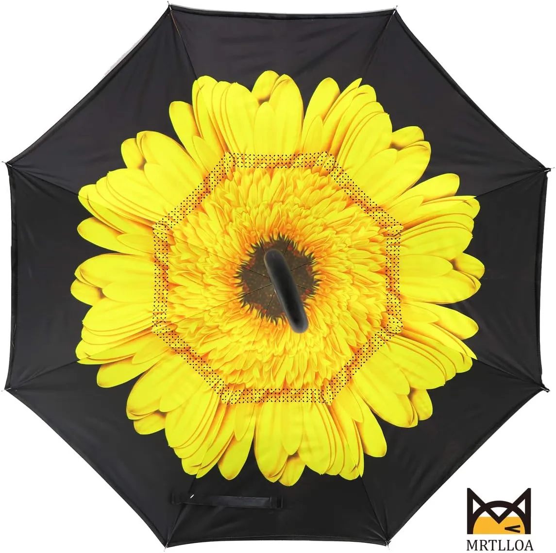 MRTLLOA 40/49/56 Inch Oversize Windproof Inverted Reverse Upside Down Umbrella, Golf Size Rain Umbrella, Double Layer, C-Shaped Handle for Men, Women and Kids (Sunflower, 49 Inch)
