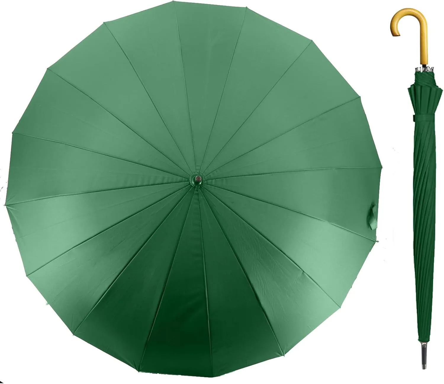 MRTLLOA 52 Inch Windproof Large Umbrellas for Rain, 16 Ribs, J Wooden Handle, 210T High-density Fabric Golf Stick Umbrella