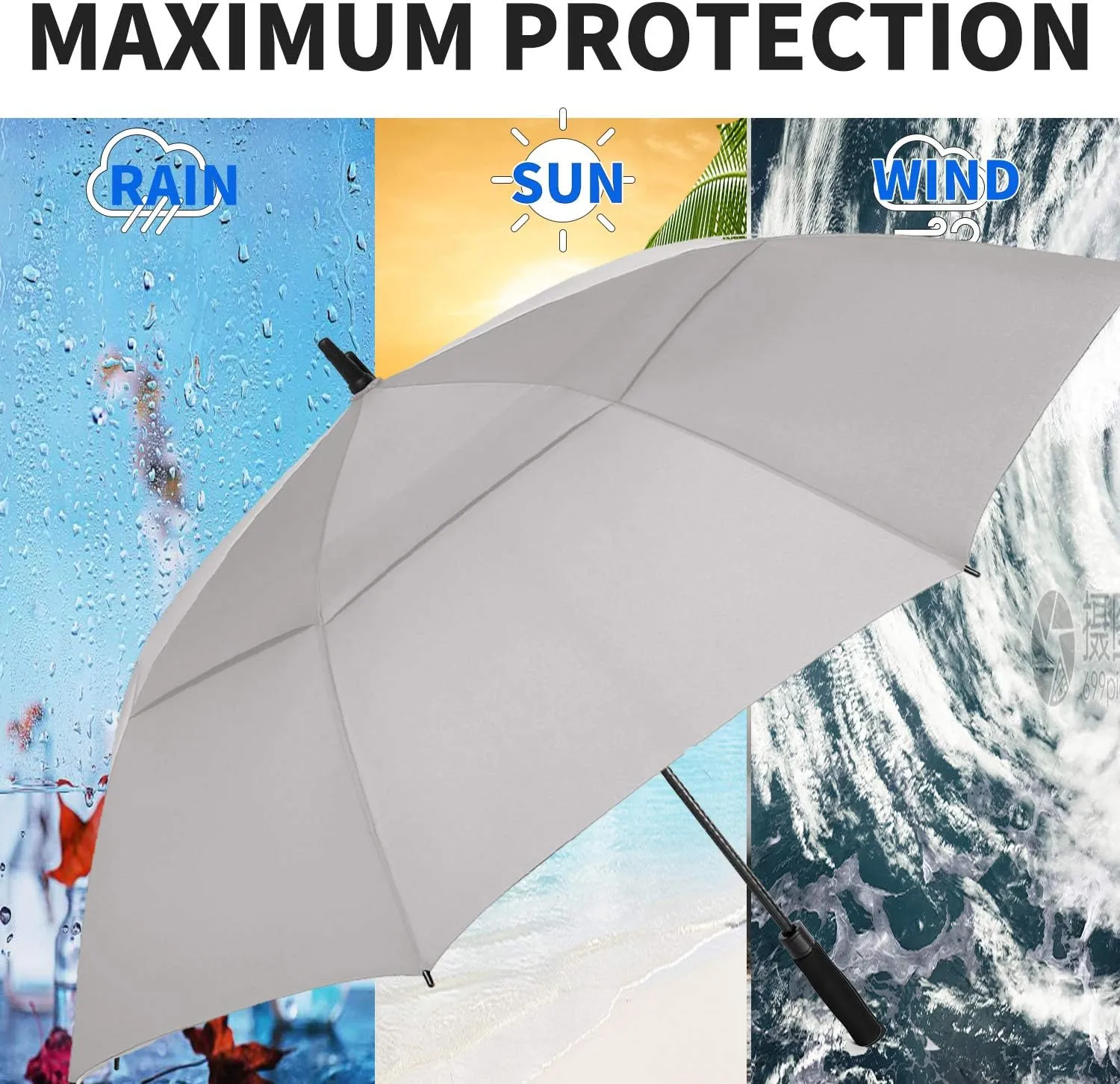 MRTLLOA 54/62/68/72 Inch Automatic Open Golf Umbrella, Extra Large Oversize Double Canopy Vented Windproof Waterproof Stick Umbrellas for Rain