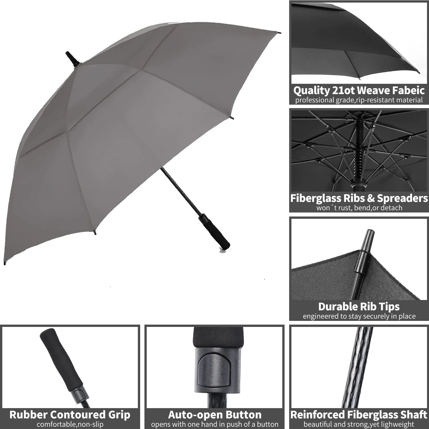 MRTLLOA 54/62/68/72 Inch Automatic Open Golf Umbrella, Extra Large Oversize Double Canopy Vented Windproof Waterproof Stick Umbrellas for Rain