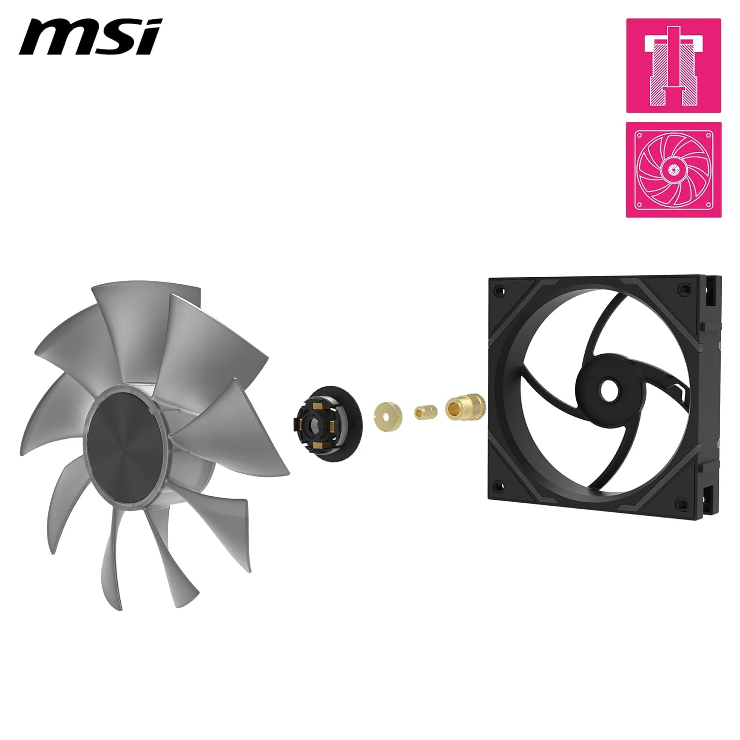 MSI MPG EZ120 ARGB-3B Fan - 120mm ARGB Fan, Patented Magnetic Connector Block, Daisy-Chain Connection, Fluid Dynamic Bearing   Extra nut Fixing, Fan hub, Mystic Light & Cooling Wizard Support