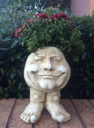 Muggly's Homestyle 37388 Papa John and Petunia 12" Face Planter Antique White Garden Statue