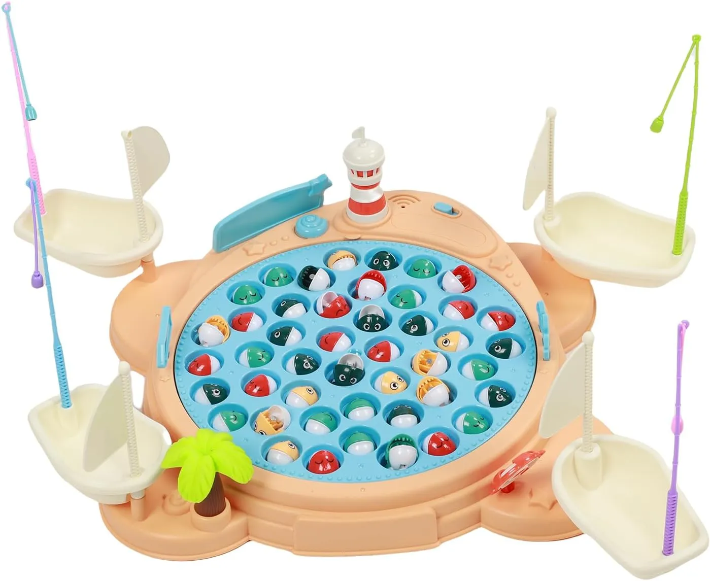 Multiple Activity Toy,Electric Rotating Magnetic Fishing Game | Family Interactive Toy with Lights & Music | Fishing Board Game for Cognitive Development