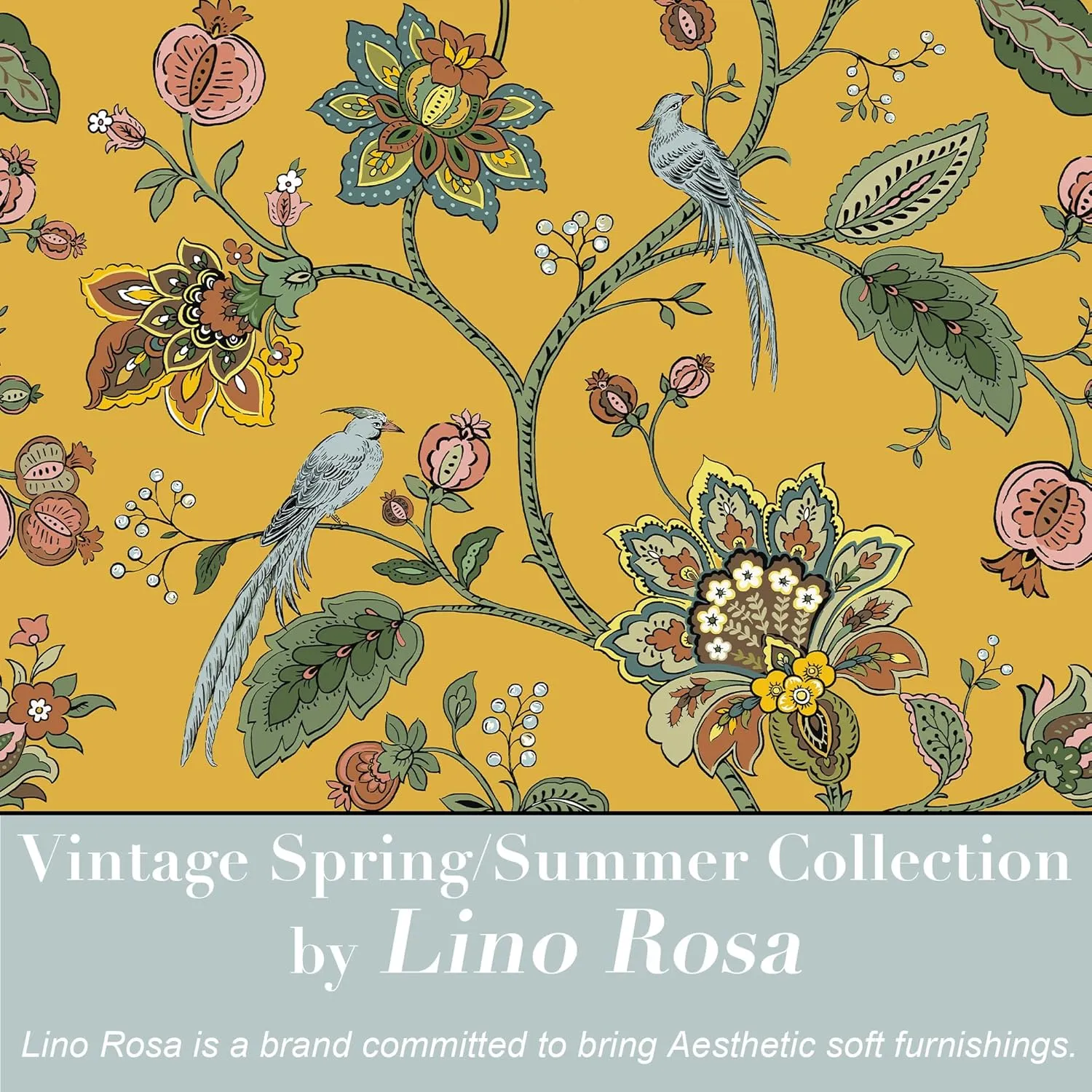Mustard Yellow Curtains 84 Inch Length 2 Panels Set,Boho 70% Blackout Colorful Blue Bird Pretty Floral Patterned Mid Century Modern Curtains for Living Room Bedroom 84 Inches Long