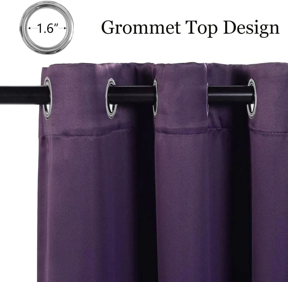 MYSKY HOME Bedroom Curtains 84 Inch Long Blackout Curtains for Living Room Dark Purple Curtains Grommet Window Curtains Privacy Protect Room Darkening Single Panel Curtains, 52 x 84 Inch, Purple