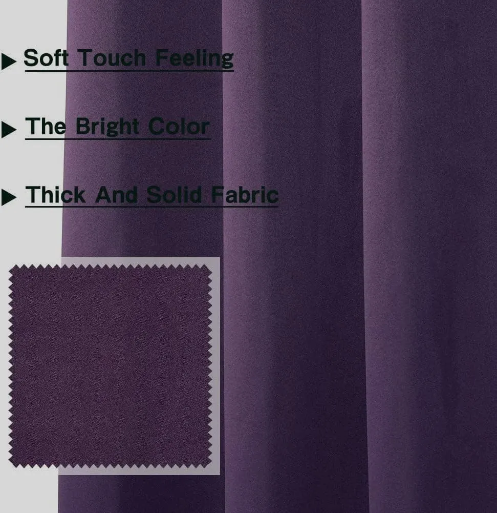 MYSKY HOME Bedroom Curtains 84 Inch Long Blackout Curtains for Living Room Dark Purple Curtains Grommet Window Curtains Privacy Protect Room Darkening Single Panel Curtains, 52 x 84 Inch, Purple