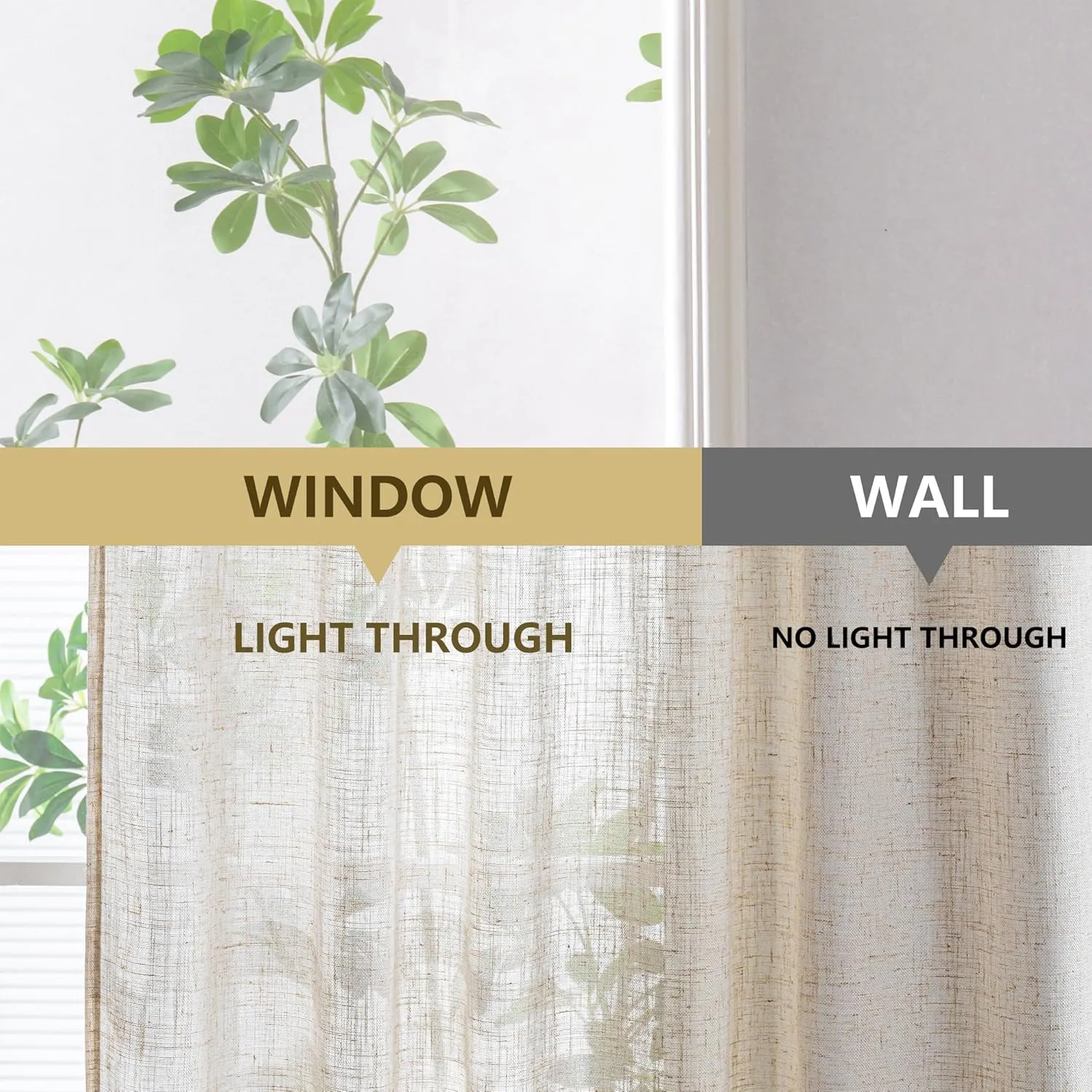 MYSKY HOME Linen Curtains for Living Room, Natural Semi Sheer Curtains & Drapes 84 Inches Length 2 Panels Set Pinch Pleated Farmhouse Country Boho Style Back Tab Draperies for Sliding Door, 40" Wide